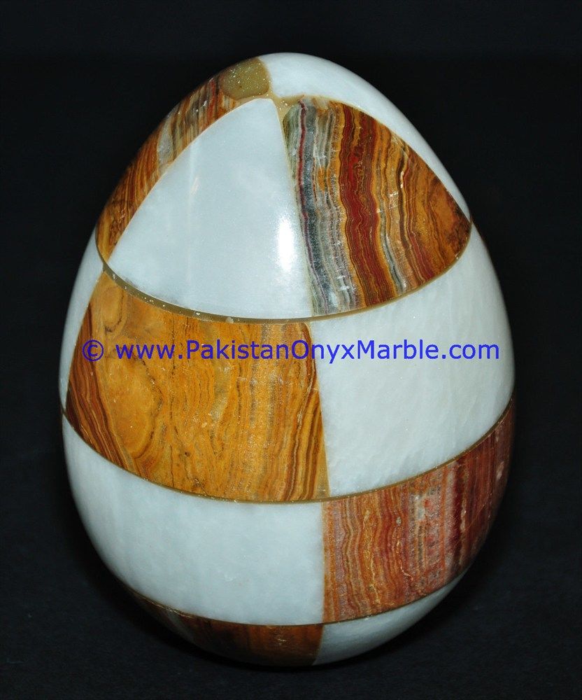 Colored Multi stone marble Hancarved Natural stone Egg-03