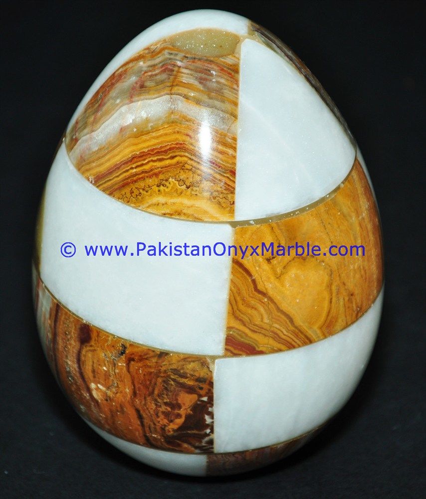 Colored Multi stone marble Hancarved Natural stone Egg-04