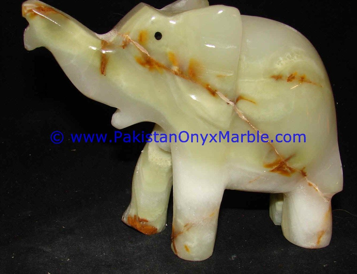 Onyx Carved Light Green Onyx Elephant Statue-15