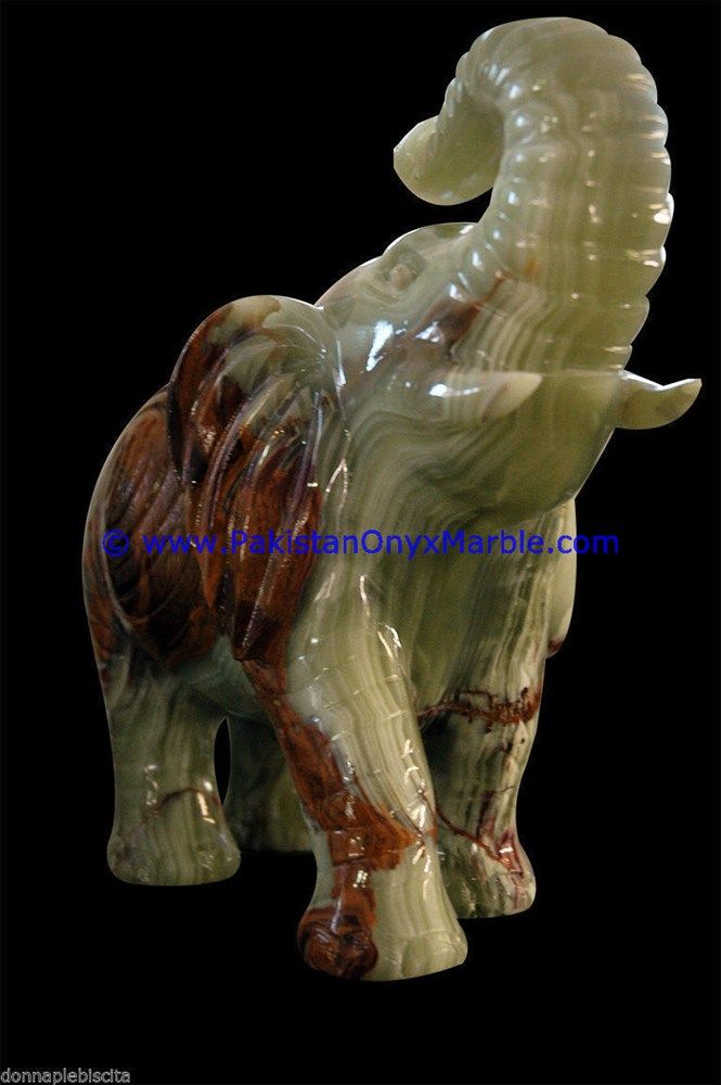 Onyx Carved multi Green Onyx Elephant Statue-01