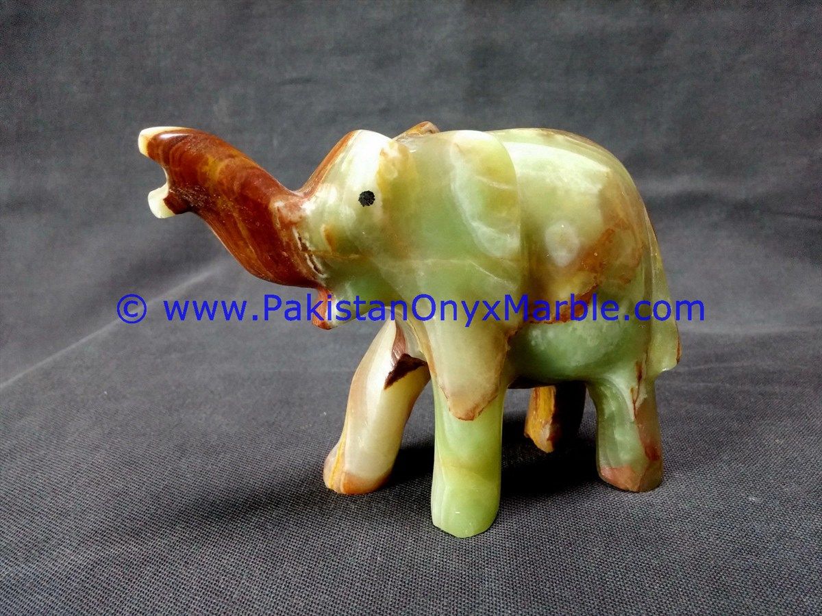 Onyx Carved multi Green Onyx Elephant Statue-02