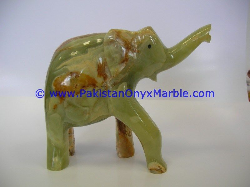 Onyx Carved multi Green Onyx Elephant Statue-19