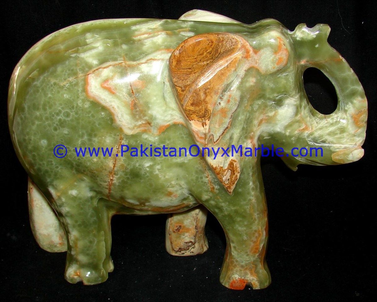 Onyx Carved multi Green Onyx Elephant Statue-21