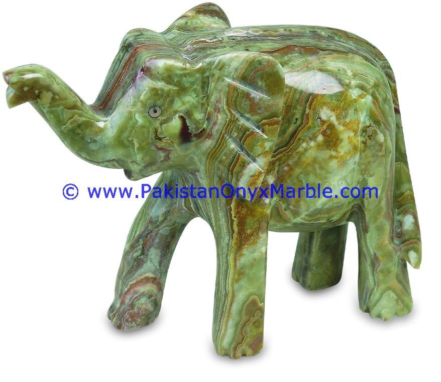 Onyx Carved multi Green Onyx Elephant Statue-23