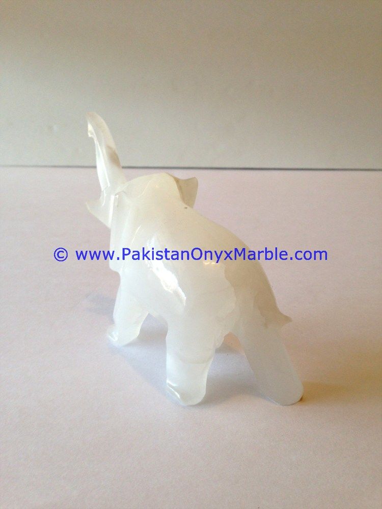 Onyx Carved white Onyx Elephant Statue-09