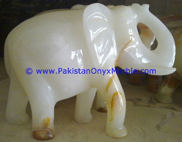 Onyx Carved white Onyx Elephant Statue-20