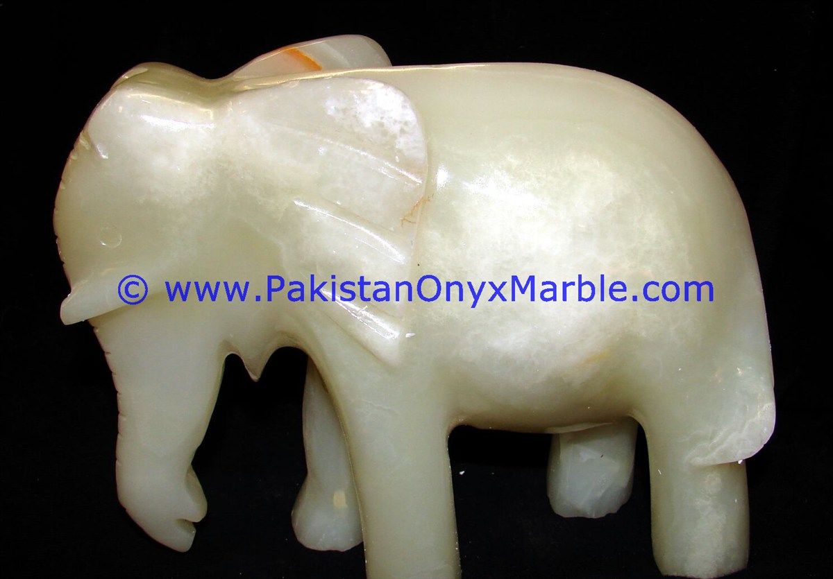 Onyx Carved white Onyx Elephant Statue-23