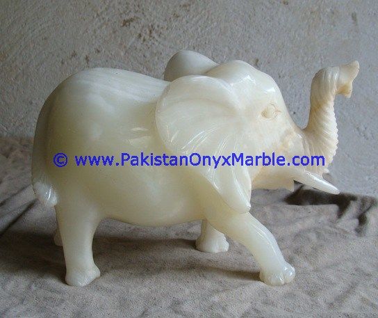 Onyx Carved white Onyx Elephant Statue-24