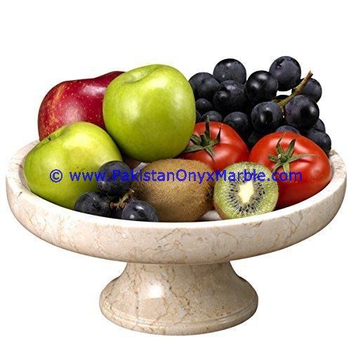 Marble verona sahara Beige handcrafted pedestal fruit cake Bowls-04