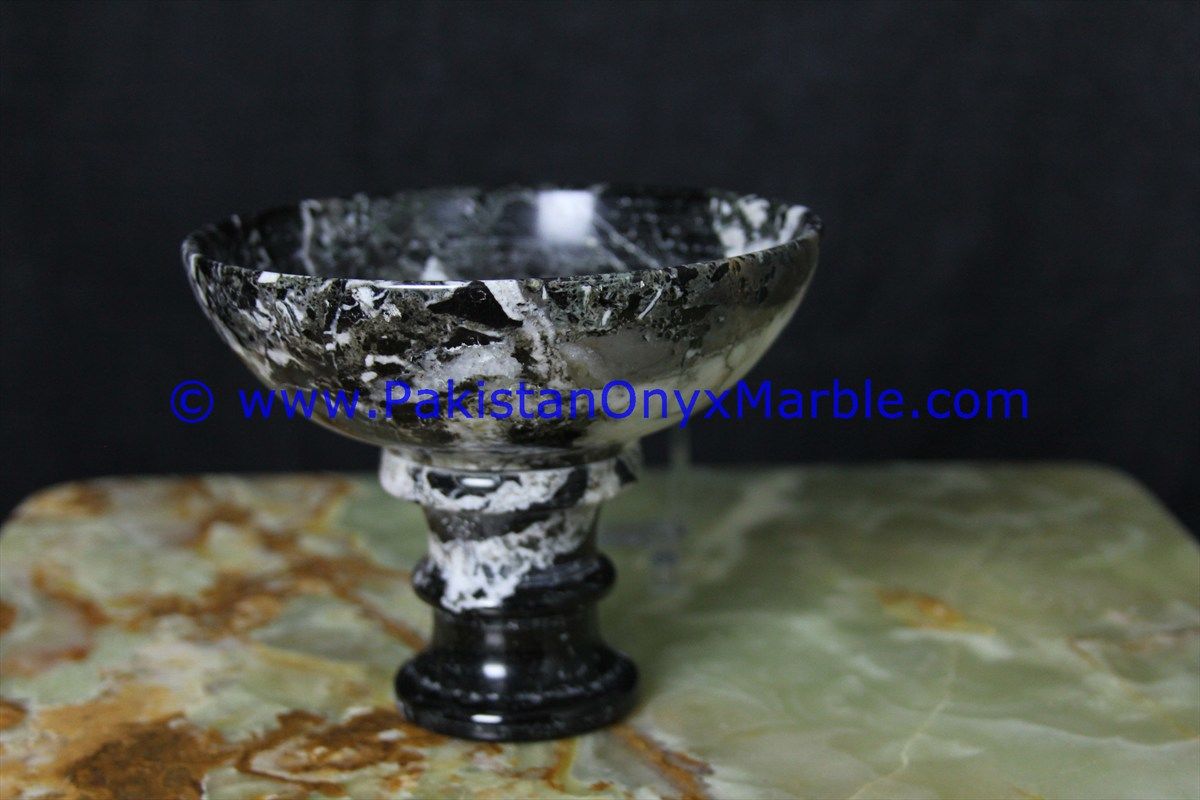 Marble Black Zebra handcrafted pedestal fruit cake Bowls-01