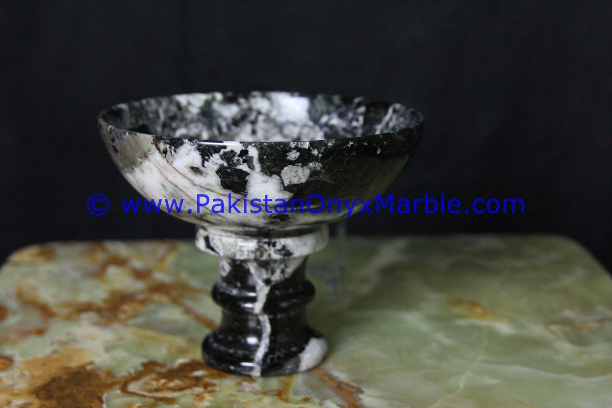 Marble Black Zebra handcrafted pedestal fruit cake Bowls-03