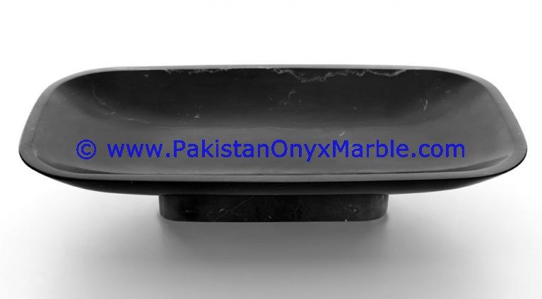 Jet Black Marble handcrafted pedestal fruit cake Bowls-04