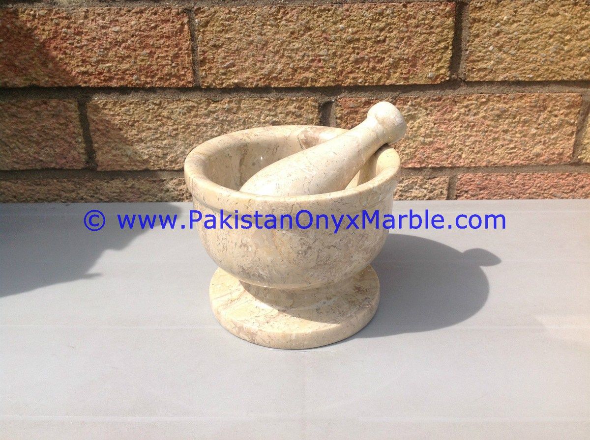 Verona Sahara Beige Marble Mortar and Pestles for crushing grinding medicine Herbs-01