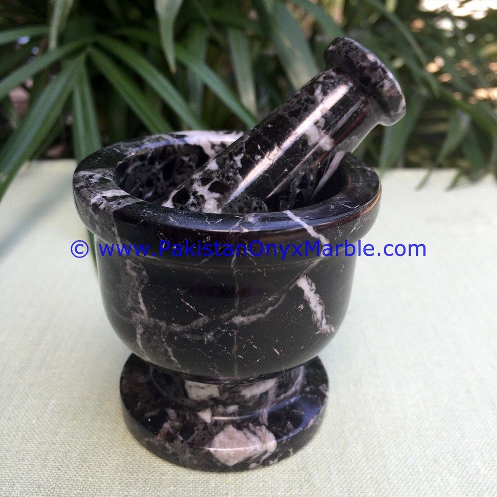 Black Zebra Marble Mortar and Pestles for crushing grinding medicine Herbs-02