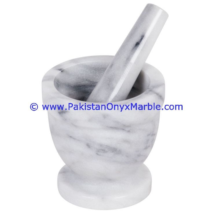 Ziarat Carrara White Marble Mortar and Pestles for crushing grinding medicine Herbs-01