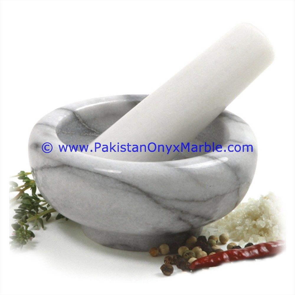 Ziarat Carrara White Marble Mortar and Pestles for crushing grinding medicine Herbs-02