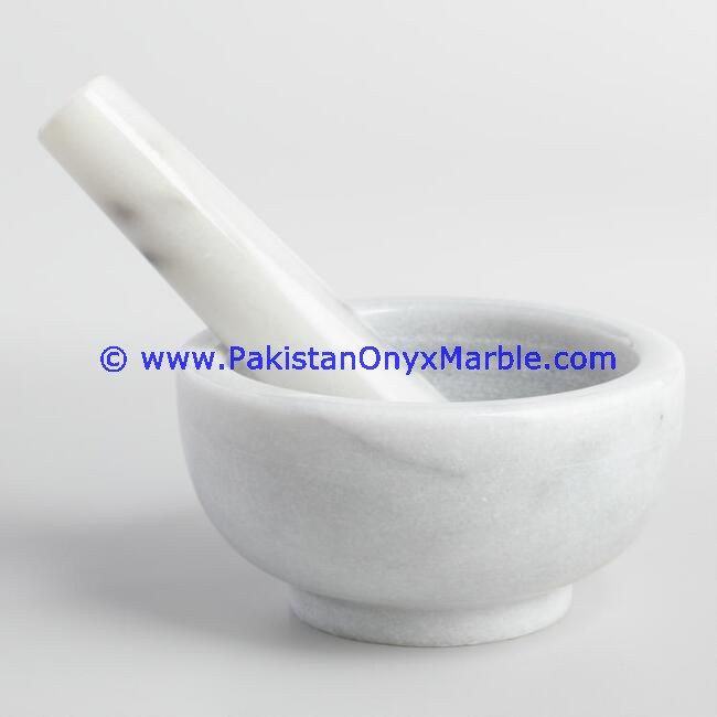 Ziarat Carrara White Marble Mortar and Pestles for crushing grinding medicine Herbs-04