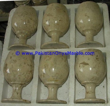 Marble Wine Glasses Goblets Verona sahara Beige Handcrafted Set-02
