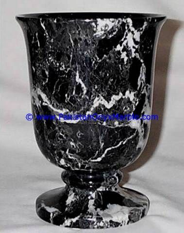 Marble Wine Glasses Goblets black zebra Handcrafted Set-03