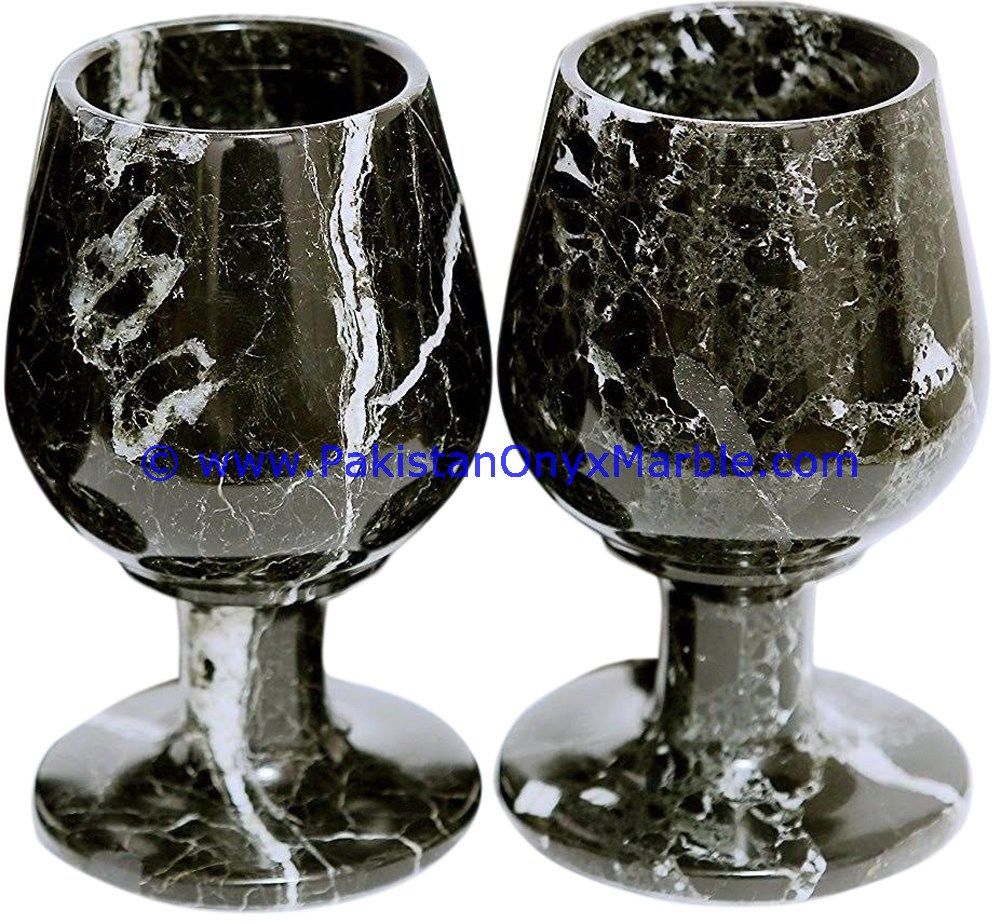Marble Wine Glasses Goblets black zebra Handcrafted Set-04