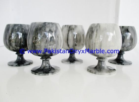 Marble Wine Glasses Goblets Ziarat Gray Handcrafted Set-01