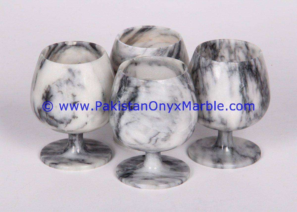Marble Wine Glasses Goblets Ziarat Gray Handcrafted Set-02