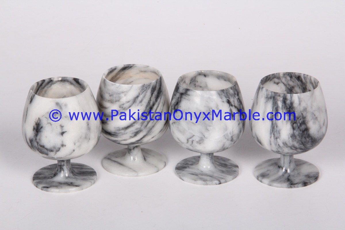 Marble Wine Glasses Goblets Ziarat Gray Handcrafted Set-03
