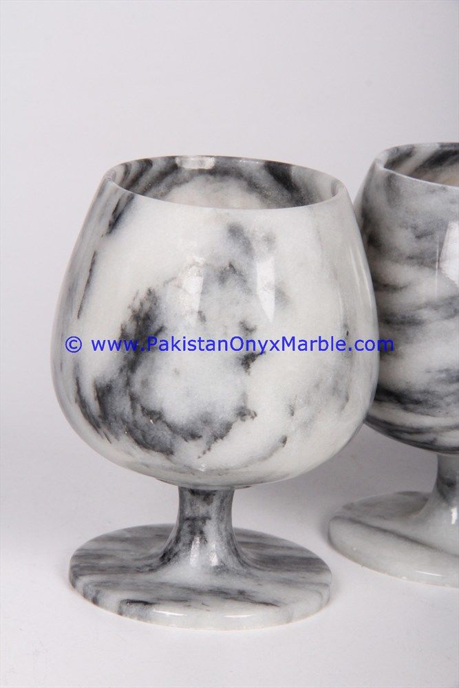 Marble Wine Glasses Goblets Ziarat Gray Handcrafted Set-04
