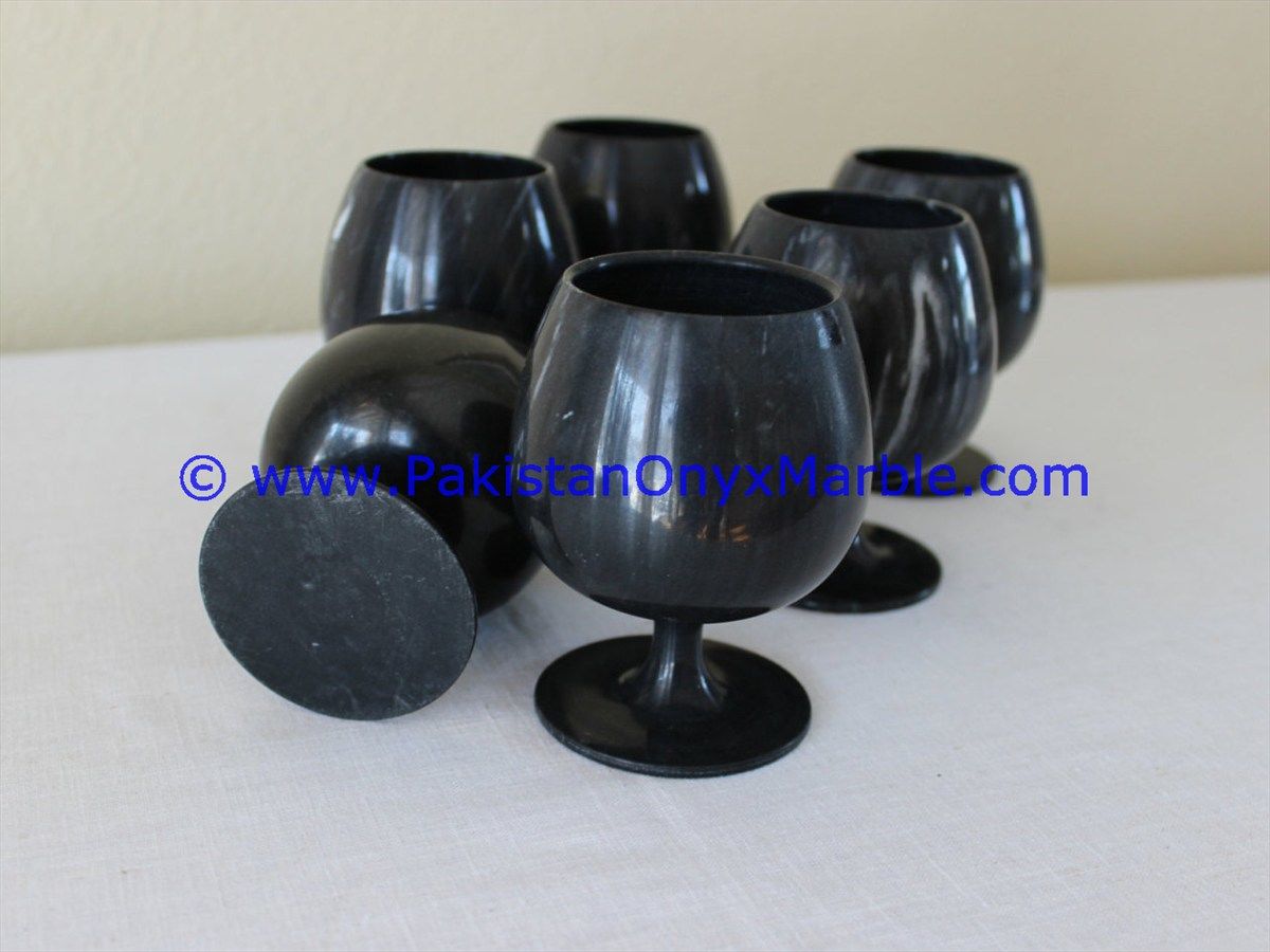 Marble Wine Glasses Goblets Jet Black Handcrafted Set-03