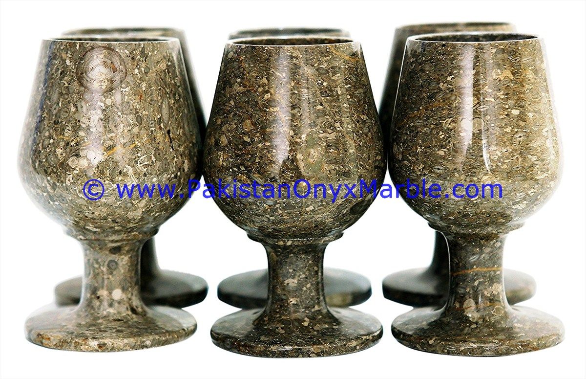 Marble Wine Glasses Goblets Oceanic gemstone Handcrafted Set-02