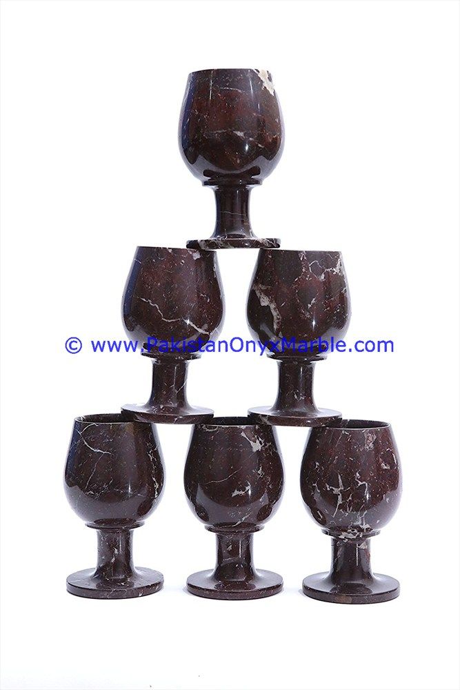 Marble Wine Glasses Goblets Red Zebra Handcrafted Set-01
