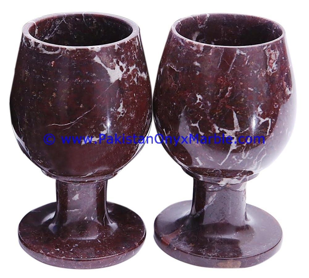 Marble Wine Glasses Goblets Red Zebra Handcrafted Set-04