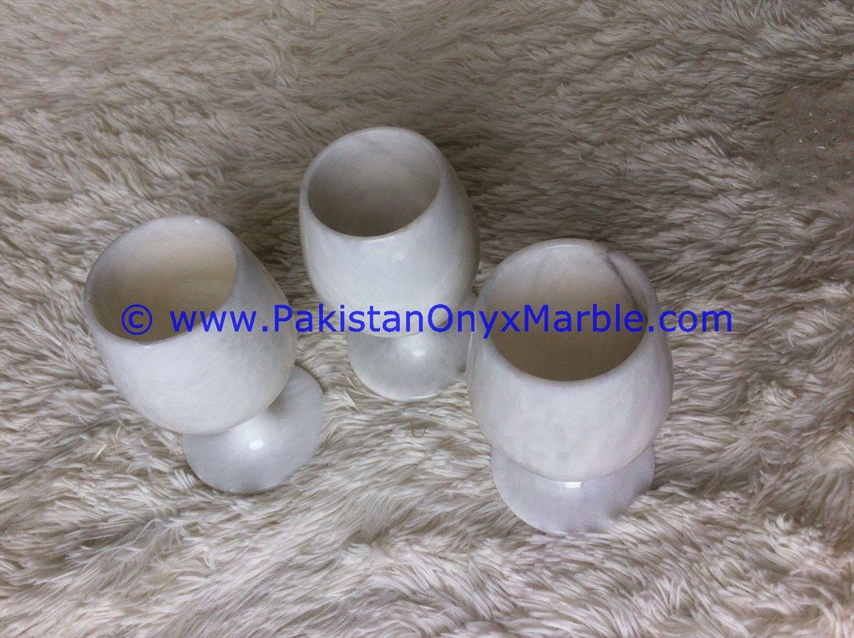 Marble Wine Glasses Goblets Ziarat white Carrara Handcrafted Set-04
