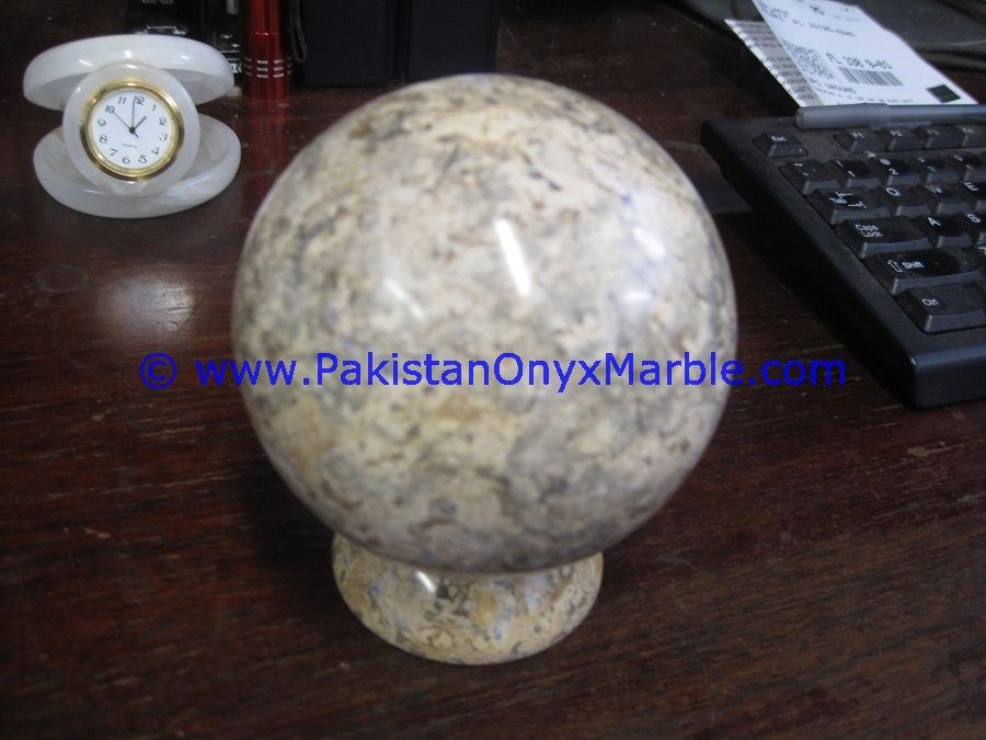 Fossil Corel Marble Sphere Handcarved Round Ball-02