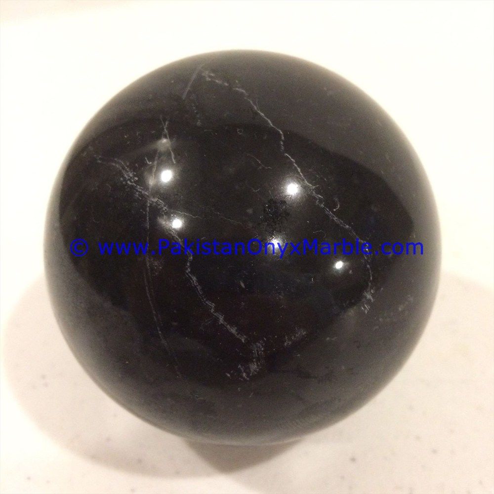 Jet Black Marble Sphere Handcarved Round Ball-01