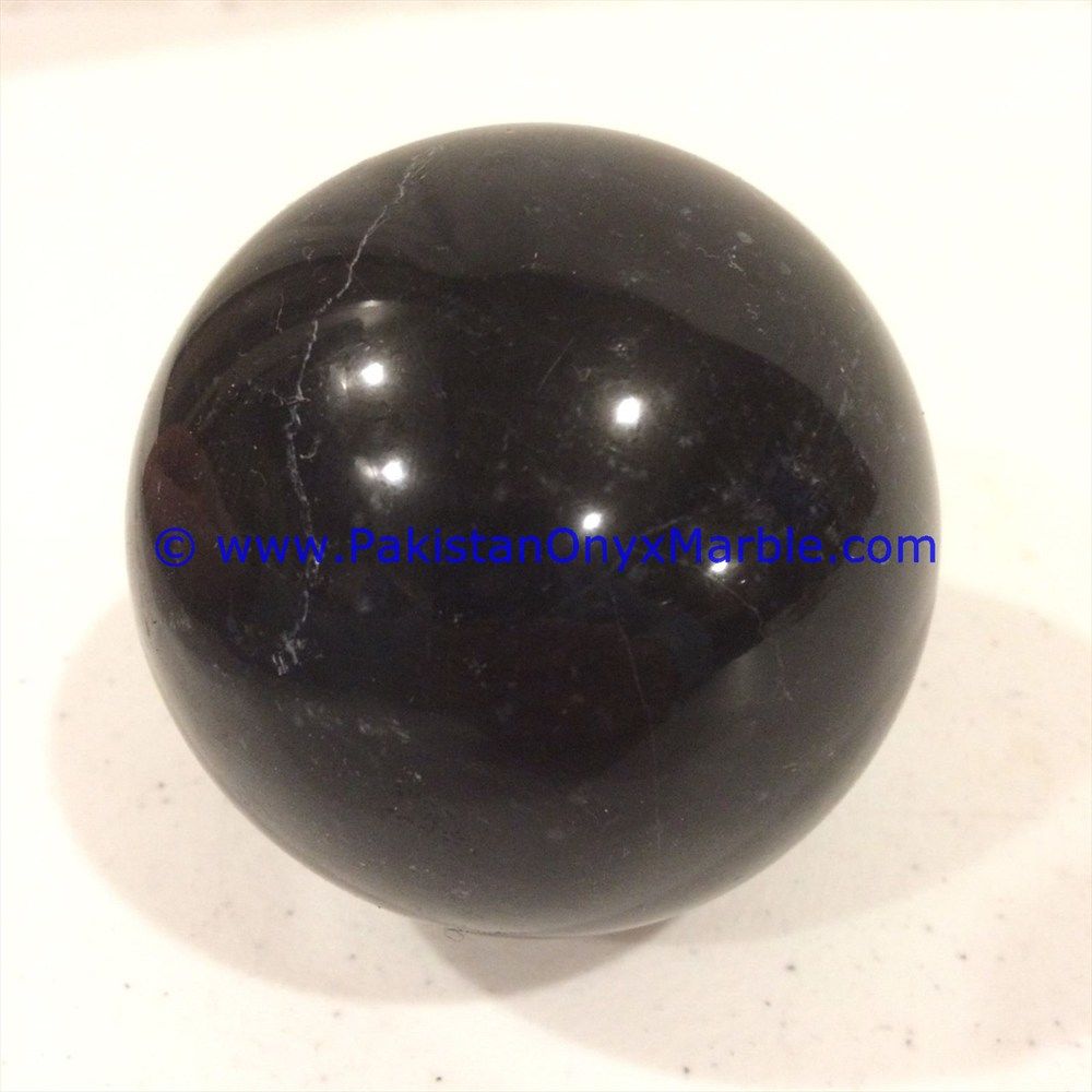 Jet Black Marble Sphere Handcarved Round Ball-02