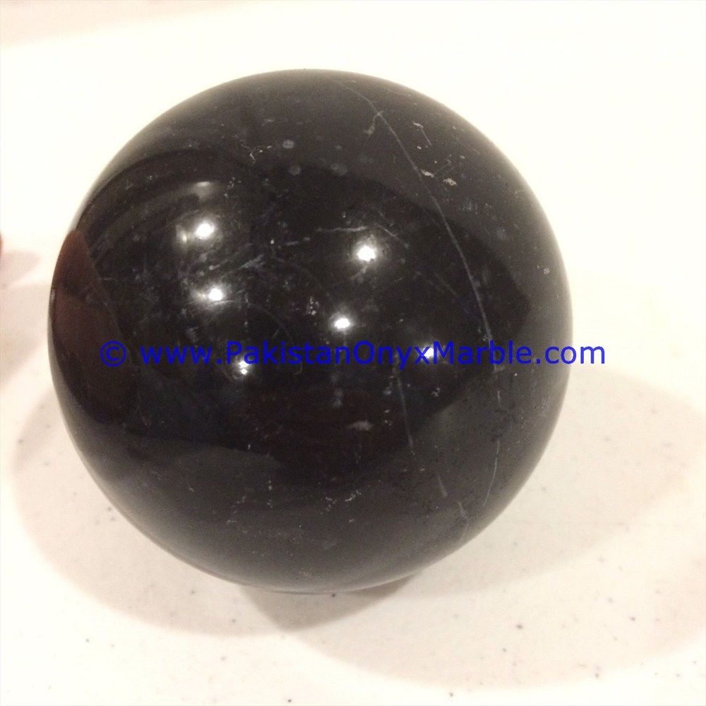 Jet Black Marble Sphere Handcarved Round Ball-03