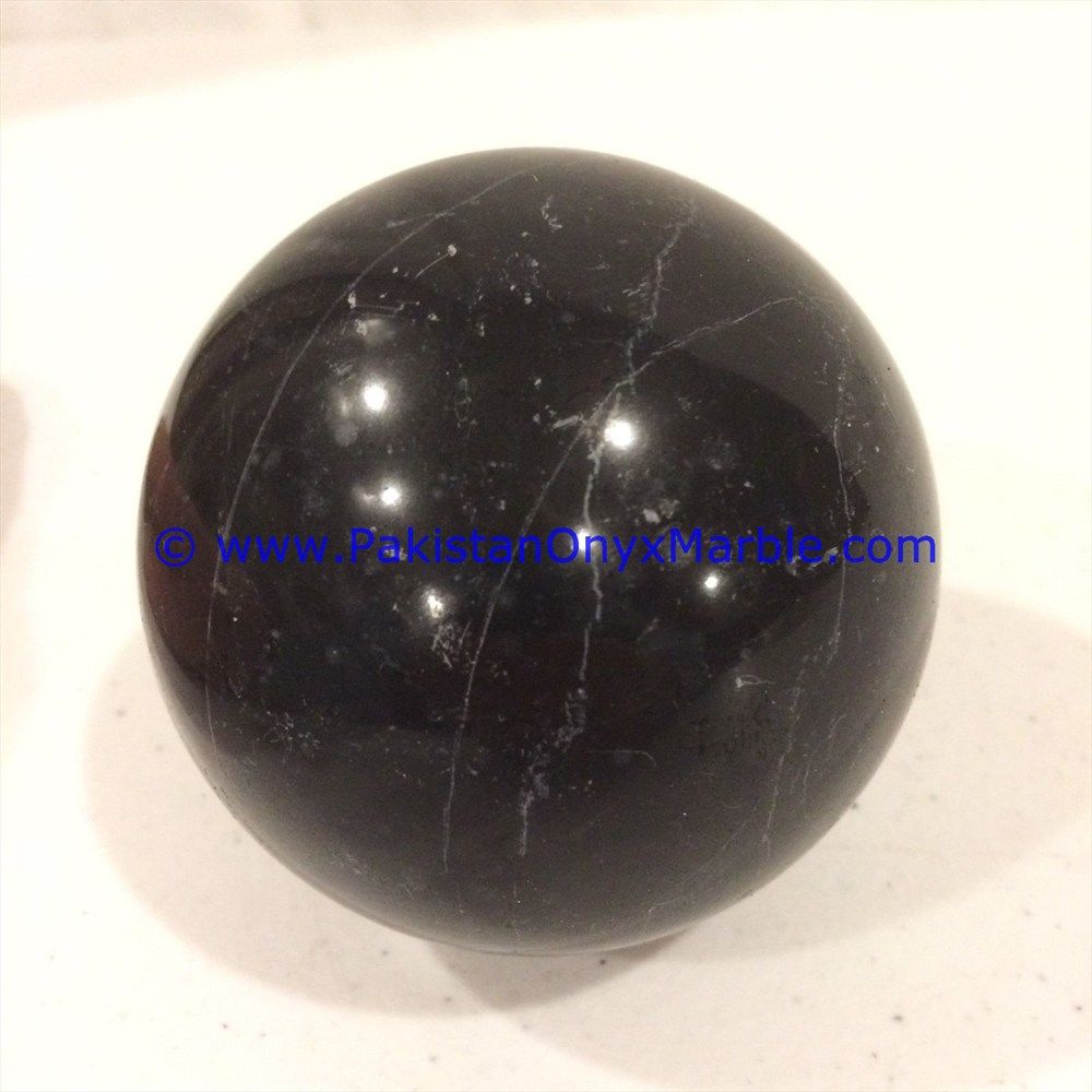 Jet Black Marble Sphere Handcarved Round Ball-04