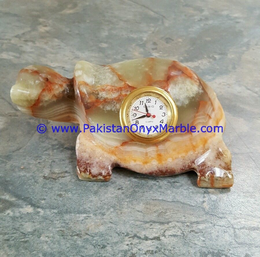 Onyx Animals Clocks fish elephant statue figurine Handcarved-13