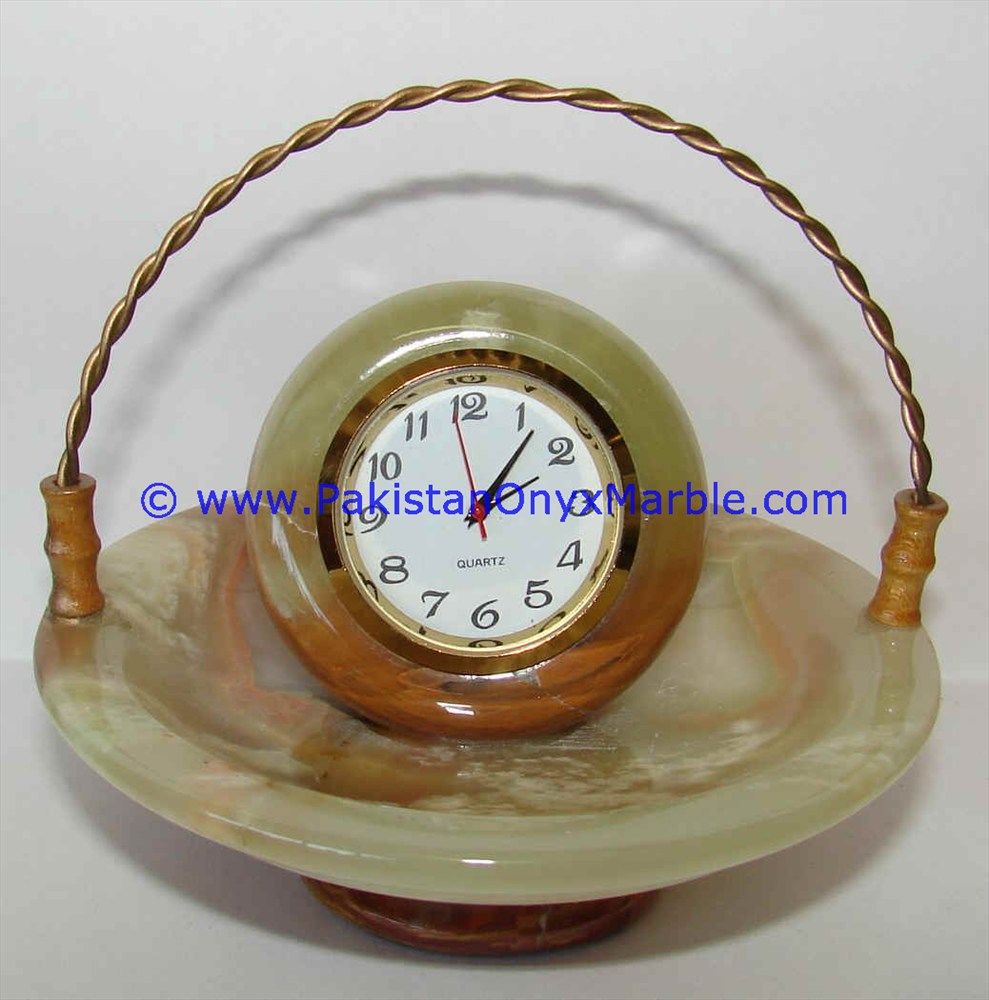 Onyx Basket shaped Clocks Handcarved Home Decor Gifts-01
