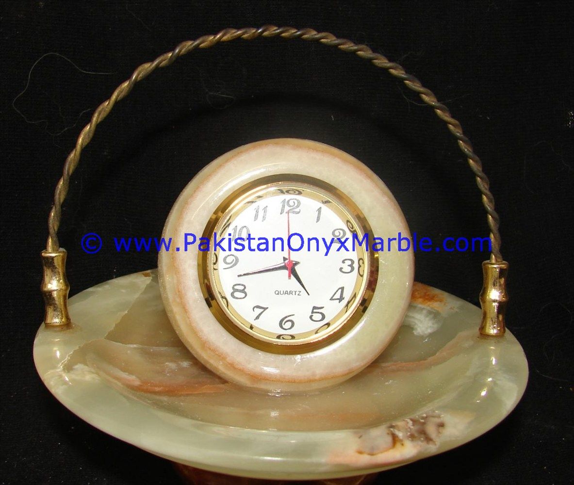 Onyx Basket shaped Clocks Handcarved Home Decor Gifts-02