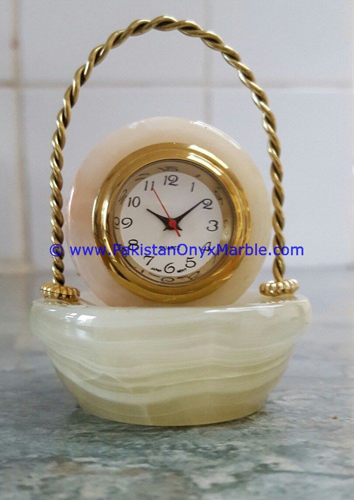 Onyx Basket shaped Clocks Handcarved Home Decor Gifts-07