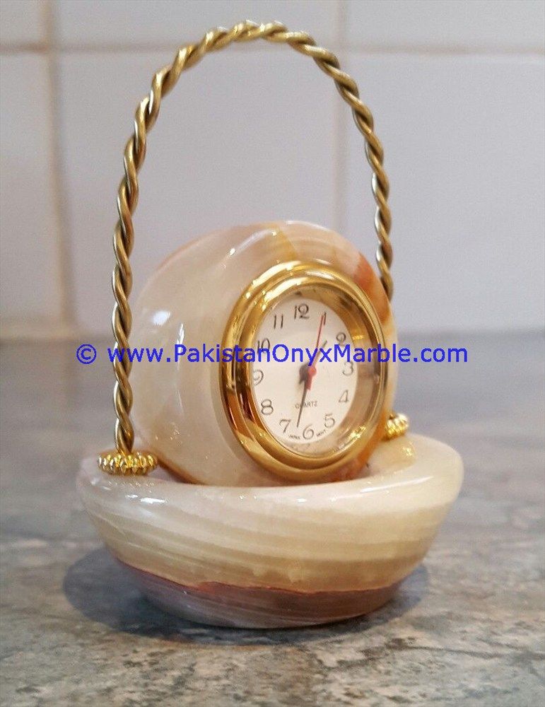 Onyx Basket shaped Clocks Handcarved Home Decor Gifts-08