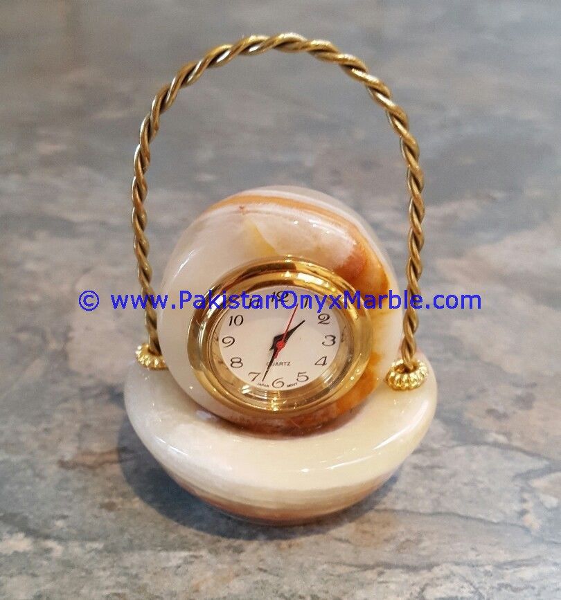 Onyx Basket shaped Clocks Handcarved Home Decor Gifts-11