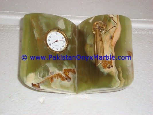 Onyx book shape with pen holder Clocks Handcarved Home Decor Gifts-07