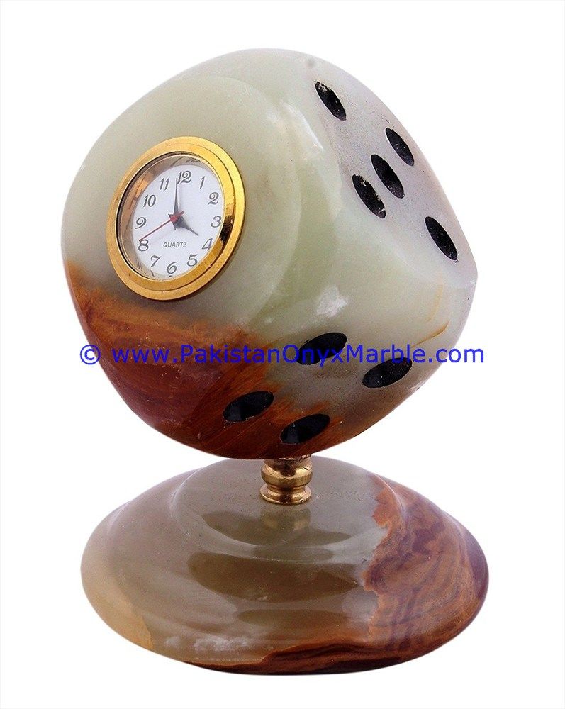 Onyx Dice stand shaped Clocks Handcarved Home Decor Gifts-01