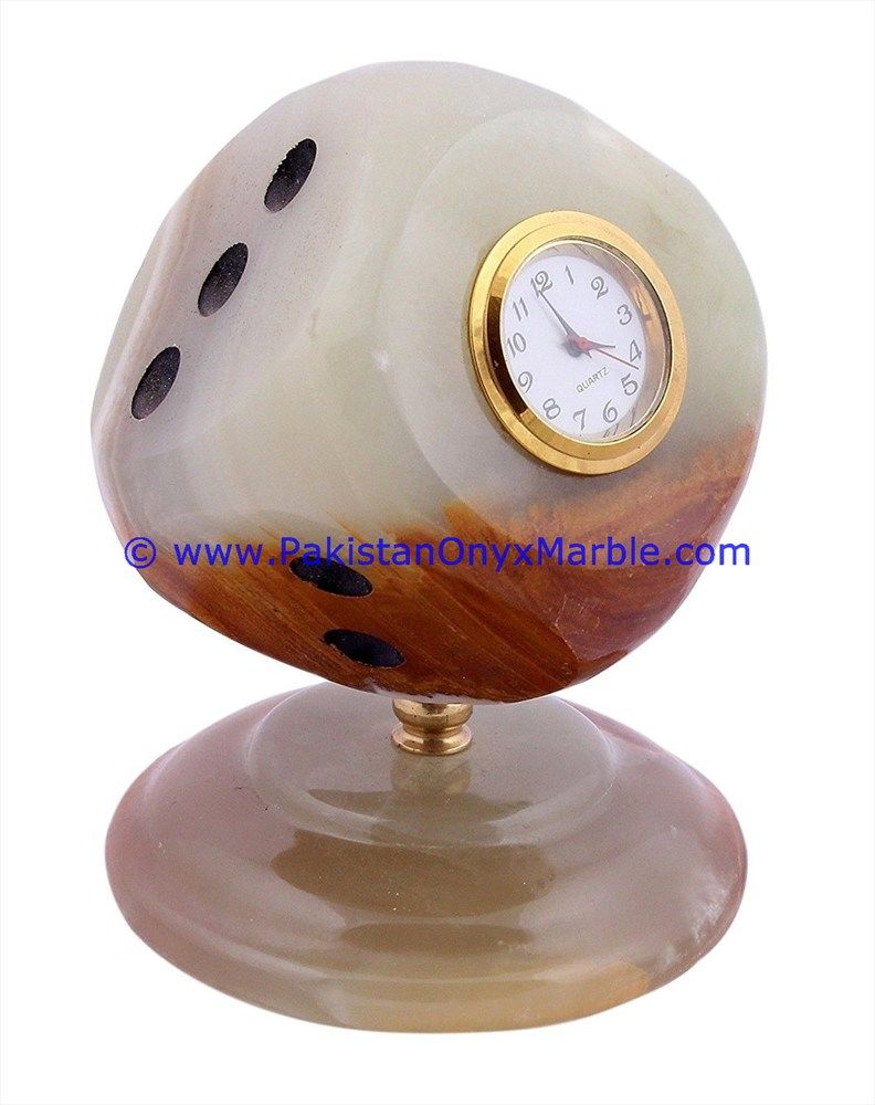 Onyx Dice stand shaped Clocks Handcarved Home Decor Gifts-02