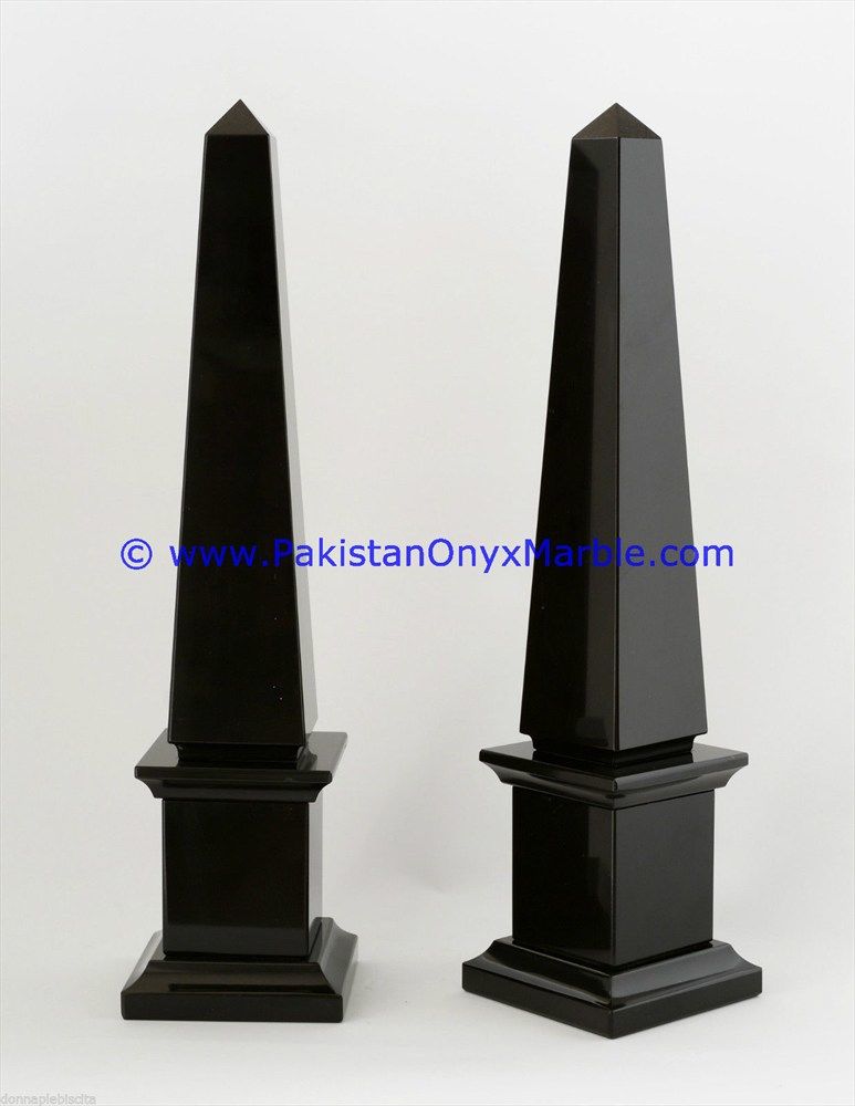 Jet Black Marble Obelisk Handcrafted Statue-01