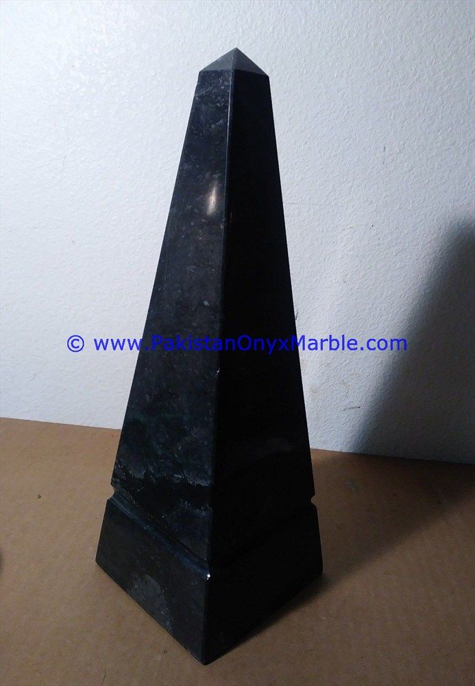 Jet Black Marble Obelisk Handcrafted Statue-02