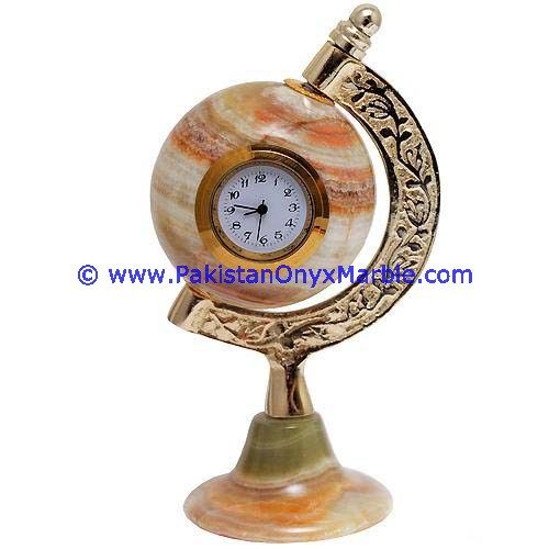 Onyx globe shaped Clocks Handcarved Home Decor Gifts-06